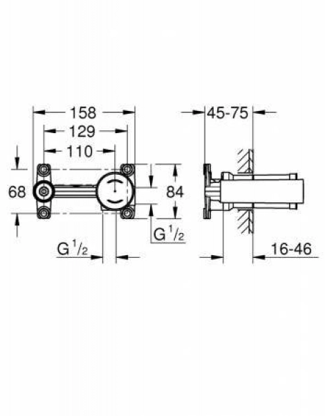 Встраиваемая часть смесителя GROHE, однорычажный (23571000)