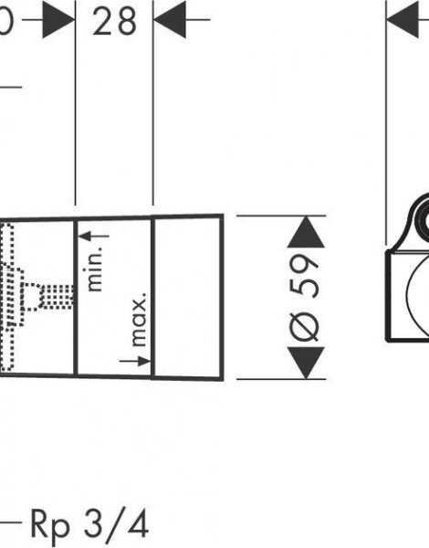 Скрытая часть переключателя Hansgrohe Quattro, СМ, 3/4 (15930180)