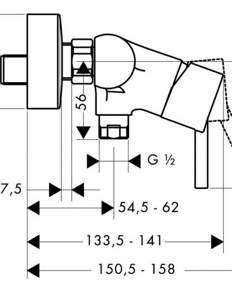 Hansgrohe 32640000 Talis Смеситель для душа, однорычажный, ВМ, 1/2