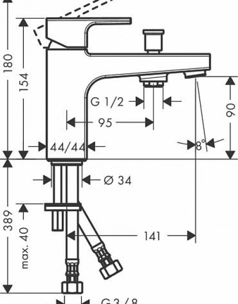 Смеситель на борт ванны Hansgrohe Vernis Shape, хром (71463000)