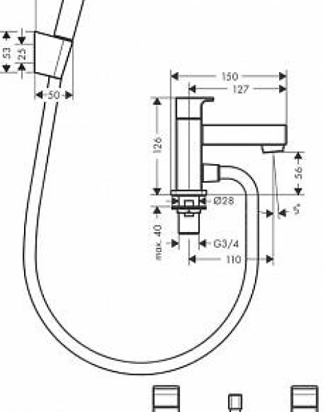 Смеситель на борт ванны Hansgrohe Vernis Shape, хром (71462000)