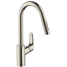 Export Group – Hansgrohe 31815800 Focus Смеситель для кухни однорычажный, с выдвижным душем, 1/2, под сталь