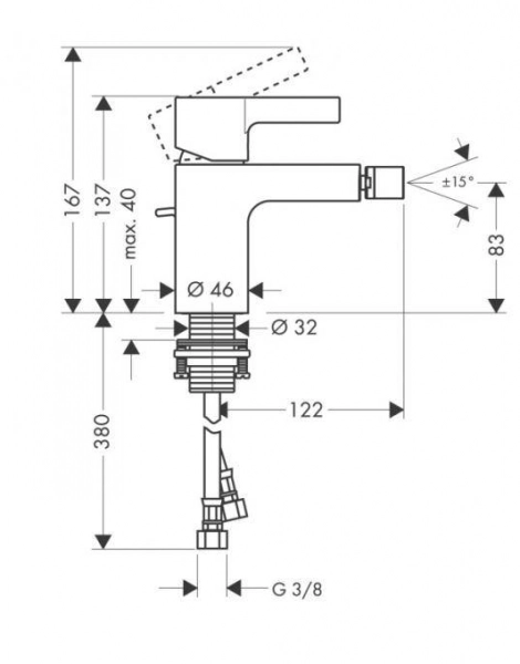 Смеситель для биде Hansgrohe Metris S, хром (31261000)