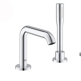 Export Group – Смеситель для ванны GROHE Essence+ на 4 отверстия с душевым гарнитуром и изливом (на бортик ванны), хром (19578001)