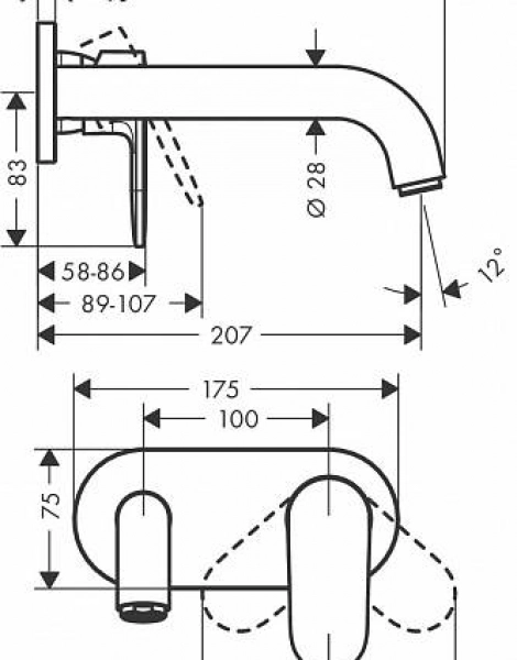 Смеситель для раковины Hansgrohe Vernis Shape, матовый чёрный (71578670)