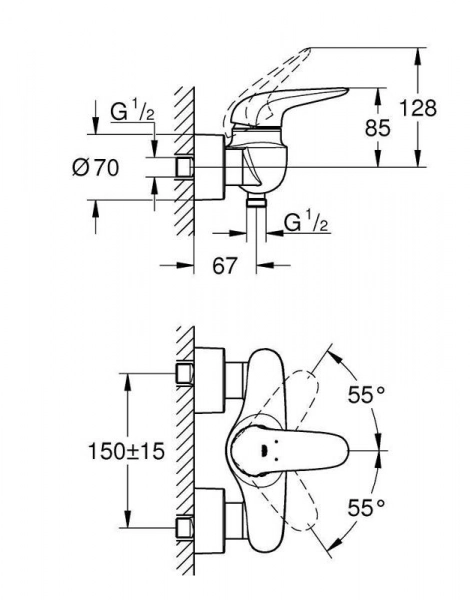 Смеситель для душа GROHE Eurostyle, белая луна (23722LS3)