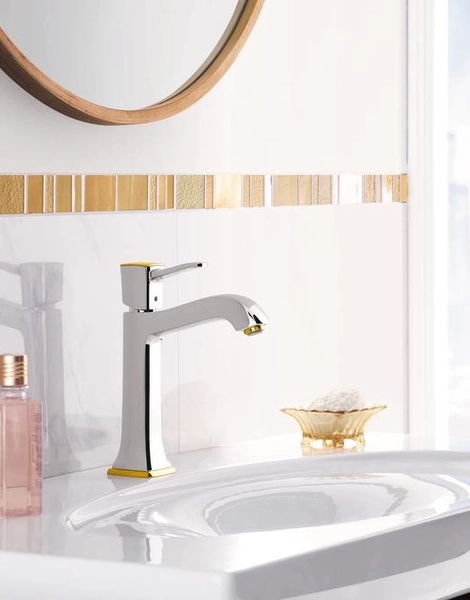 Смеситель для раковины Hansgrohe Metropol Classic, однорычажный, хром золото (31302090)