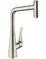 Смеситель для кухни Hansgrohe Metris Select с выдвижным изливом, сталь (14884800)