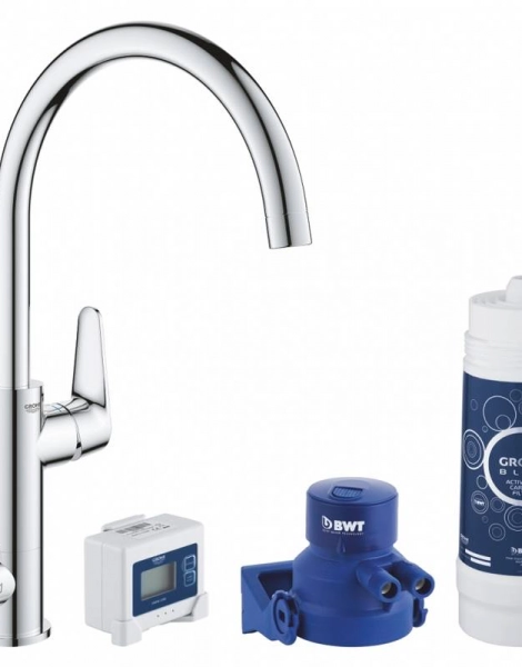 Смеситель для кухни с функцией фильтрации Grohe Blue Pure Baucurve хром (30385000)