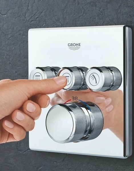 Смеситель термостатический Grohe Grohtherm SmartControl внешняя частьна 3 выхода, белая луна (29157LS0)