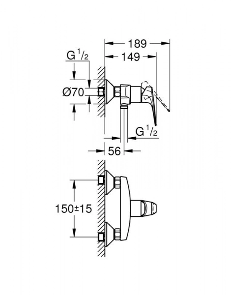 Смеситель для душа GROHE BauFlow, хром (23632000)