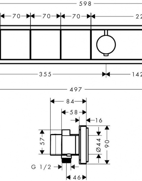 Hansgrohe 15357000 RainSelect с 4 кнопками, СМ