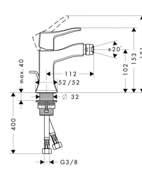 Смеситель для биде Hansgrohe Metris Classic, однорычажный, хром (31275000)