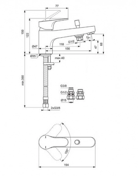 Смеситель для ванны Ideal Standard CERABASE на борт ванны, хром (BD060AA)