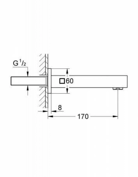 Излив для ванны GROHE Universal Cube, настенный, хром (13303000)