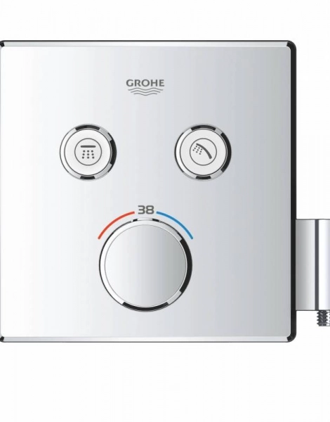 Смеситель для душа Grohe Grohtherm SmartControll внешняя часть на 2 выхода со встроенным держателем ручного душа, хром (29125000)