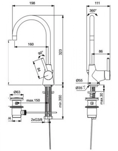 Смеситель для раковины Ideal Standard Ceraline, хром (BC195AA)