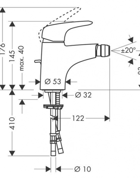 Hansgrohe 31270000 XX Metris Е Смеситель для биде, однорычажный