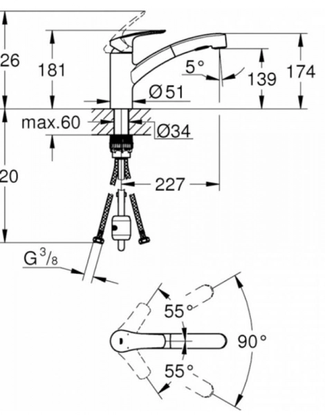 Смеситель Grohe Eurosmart для кухонной мойки (30305001)