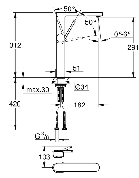 Смеситель для раковины Grohe Plus Хром (32618003)