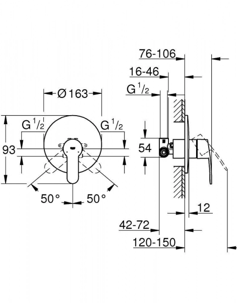 Смеситель для душа Grohe Eurostyle Cosmopolitan (внешняя и встраиваемая части) Хром (33635002)