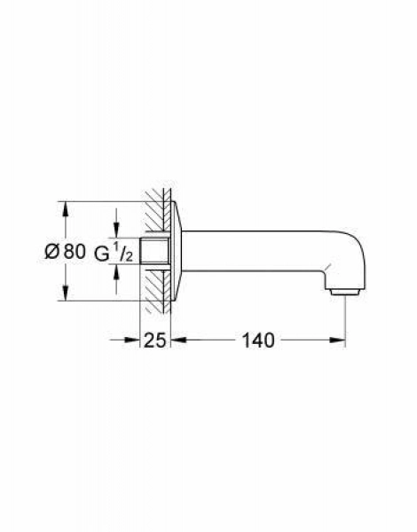 Излив для ванны GROHE BauClassic, настенный, хром (13258000)