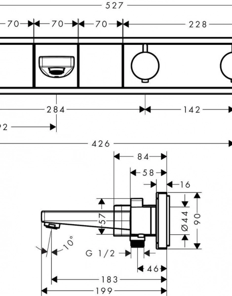 Hansgrohe 15359400 RainSelect RainSelect для ванны с 2 кнопками, СМ