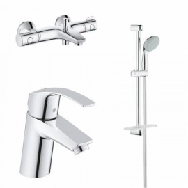 Export Group – Душевой набор GROHE: смеситель для раковины, термостатический смеситель для ванны, душевой гарнитур, хром (124422)