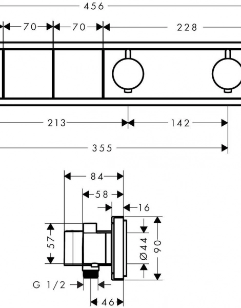 Hansgrohe 15355600 RainSelect Термостат, скрытого монтажа, для 2 потребителей, черный/хром