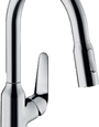 Смеситель для кухонной мойки Hansgrohe Focus M42 180, с вытяжным душем 2jet, однорычажный, хром (71801000)