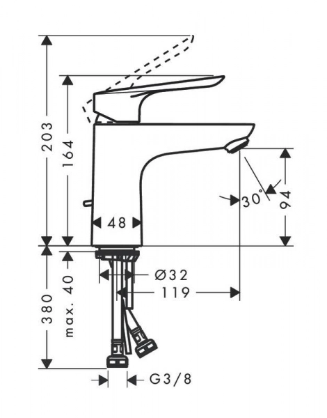 Смеситель для раковины Hansgrohe Logis E 100, донный клапан, хром (71178000)