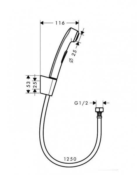 Hansgrohe 32129000 Гигиенический душ, со шлангом 1,25 м и держателем, 1/2