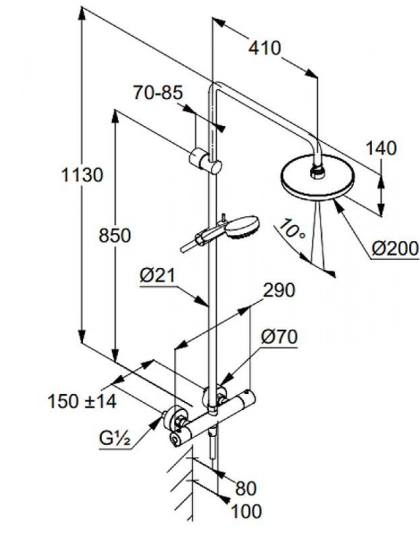 Душевая система KLUDI LOGO DUAL SHOWER SYSTEM с термостатом, хром (6809405-00)