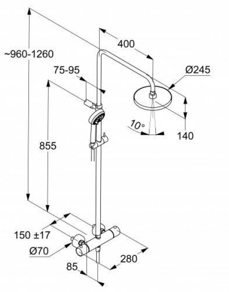 Душевая стойка KLUDI LOGO DUAL SHOWER SYSTEM с термостатом, черный матовый (6808239-00)