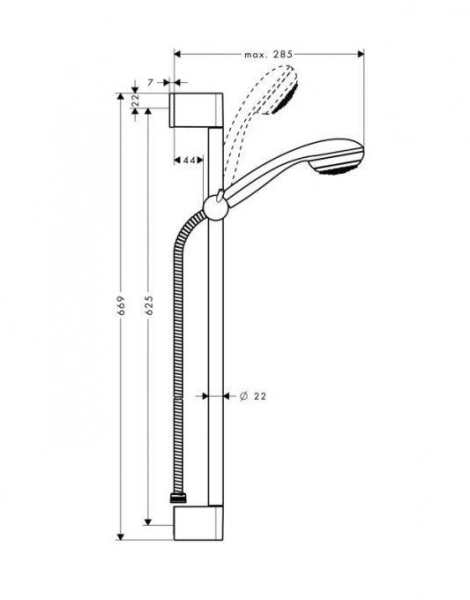 Душевой набор Hansgrohe Crometta 85 1jet/Unica'Crometta 0,65 м, ½’ (27728000)