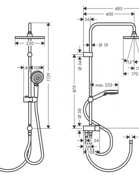 Душевая колонна Hansgrohe Vernis Shape черный (26282670)