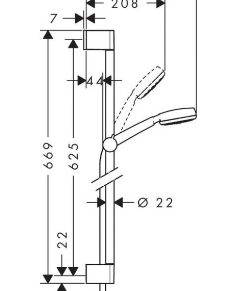 Душевой набор Hansgrohe Crometta 100 1jet Unica Set 0,65 м, ½’ (26652400)