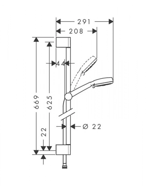 Душевой набор Hansgrohe Crometta 100 Vario EcoSmart 65см (26654400)