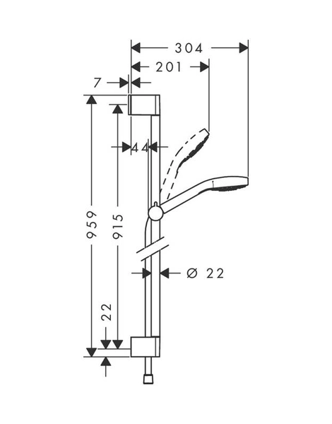 Душевой набор Hansgrohe Croma Select S 1jet, со штангой 90см (26574400)