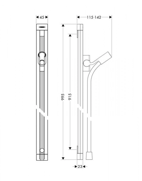 Душевая штанга Hansgrohe Unica Raindance 90см, со шлангом (27636000)