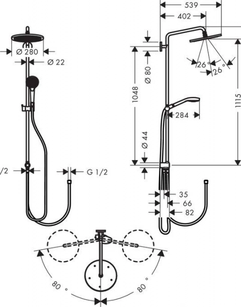 Душевая система Hansgrohe Croma Select S, хром (26793000)