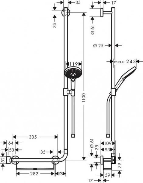 Душевой набор Hansgrohe Raindance Select S 120/Unica Comfort 1.10 m R белый/хром (26326400)