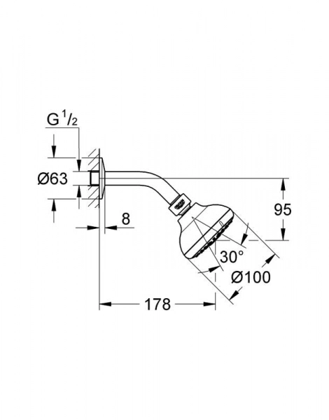 Верхний душ Grohe Tempesta 100 Хром (26088001)