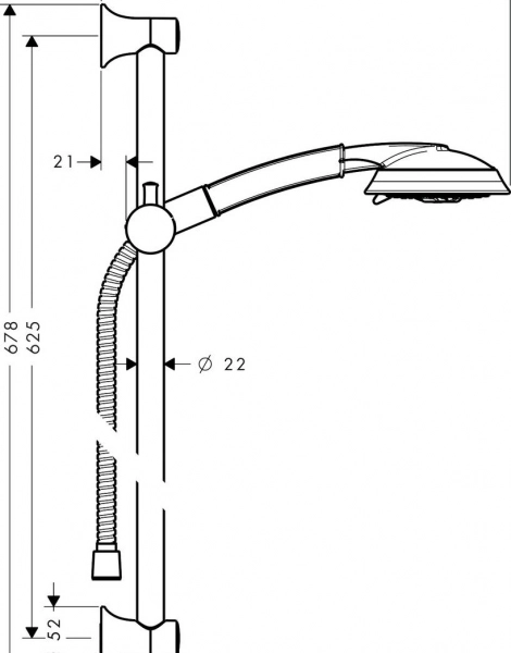 Душевой набор Hansgrohe Raindance Classic 100 3jet со штангой 90 см, хром/золото (27841090)