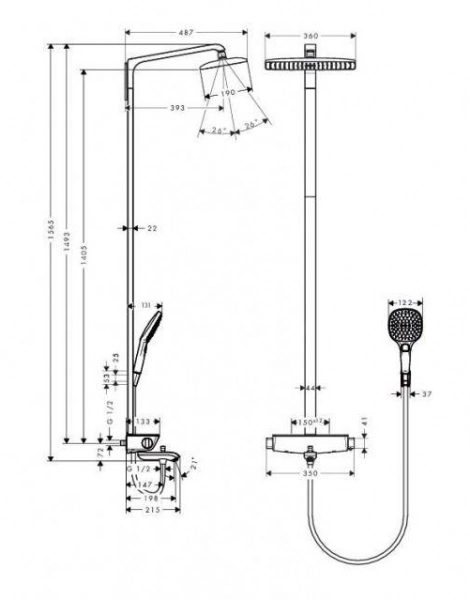 Душевая стойка Hansgrohe Raindance Select E 360 Showerpipe, с термостатом, хром (27113400)