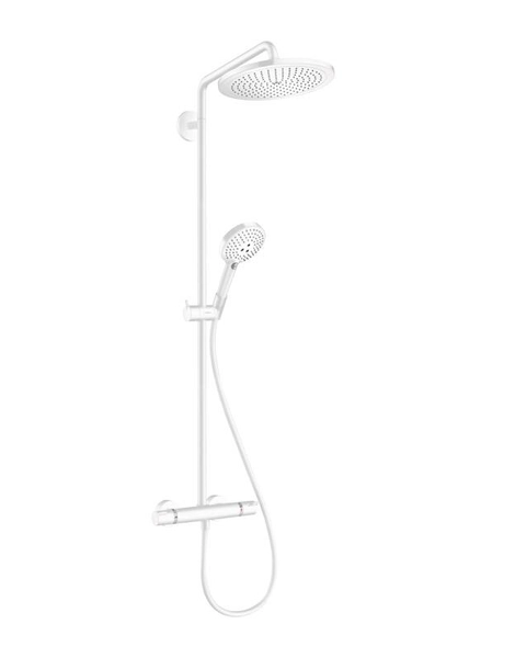 Душевая колонна Hansgrohe Croma Select S Showerpipe 280 1jet, с термостатом и ручным душем Raindance Select S 120 3jet, матовый белый