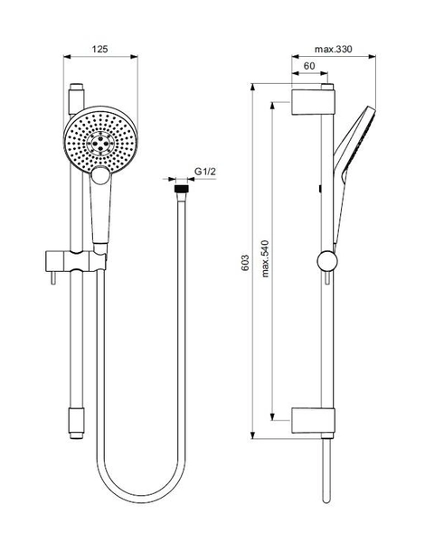 Душевой набор Ideal Standart IDEALRAIN со штангой EVO JET ROUND XL3 (B1761AA)