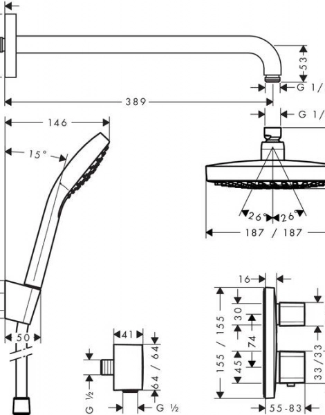 Душевая система Hansgrohe Croma Select E / Ecostat E (27294000)