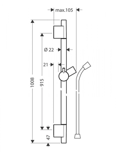 Душевая штанга Hansgrohe S Puro 90 см со шлангом (28631000)