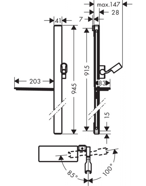 Штанга душевая 90 см Hansgrohe Unica (27640600)